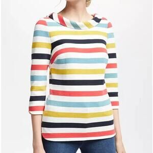 Boden Womens Sarah Ponte Ottoman Rainbow Striped Top Size 4 Preppy Textured